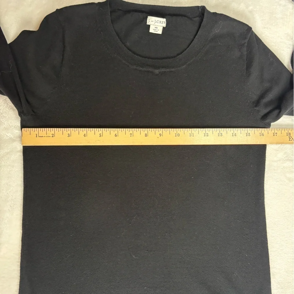 J. Crew Sweater Black Classic Top Crew Neck Basic 100% Cotton Size XS